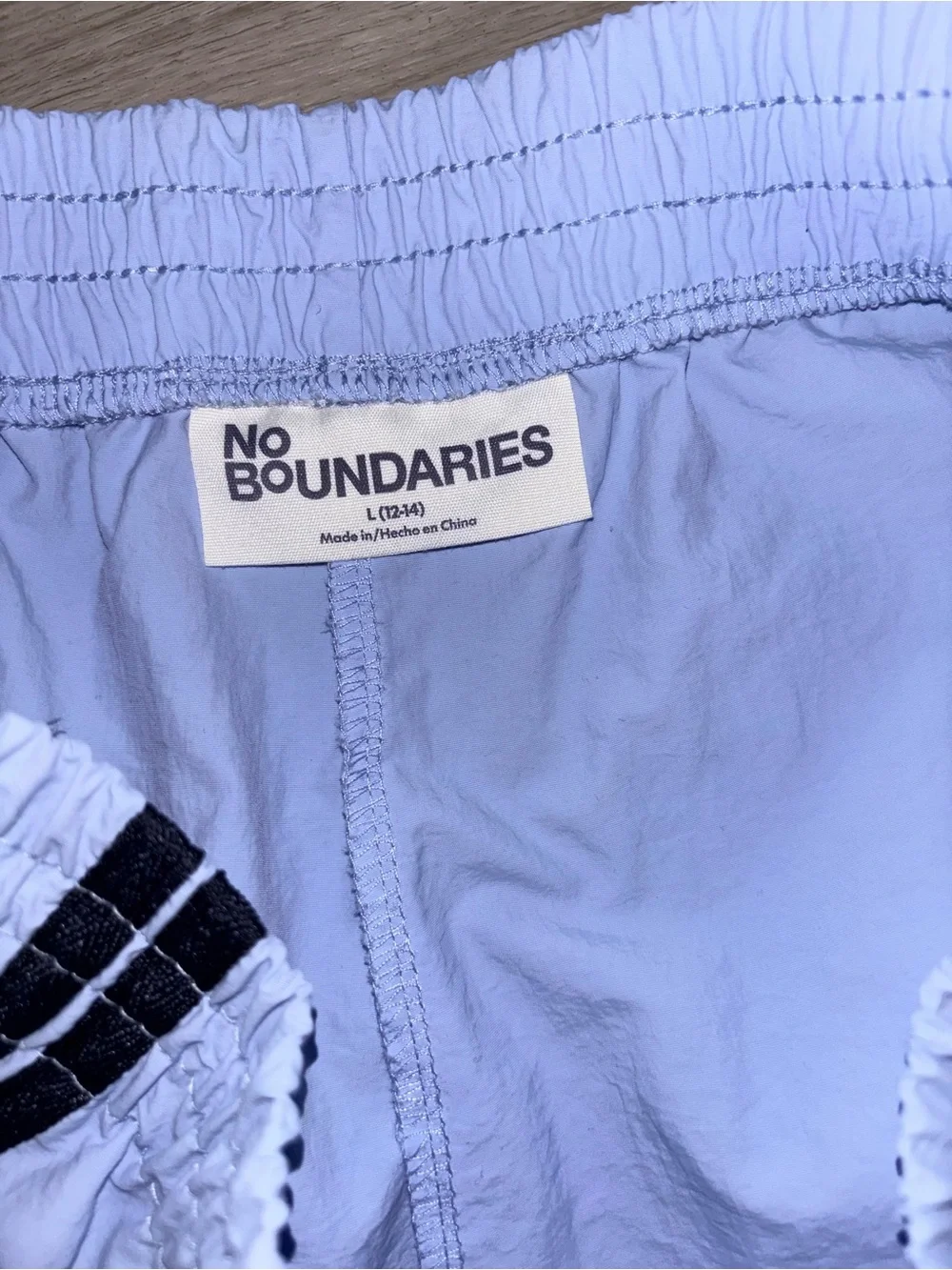 No Boundaries White Track Pants with Black Side Stripes and Snap Buttons